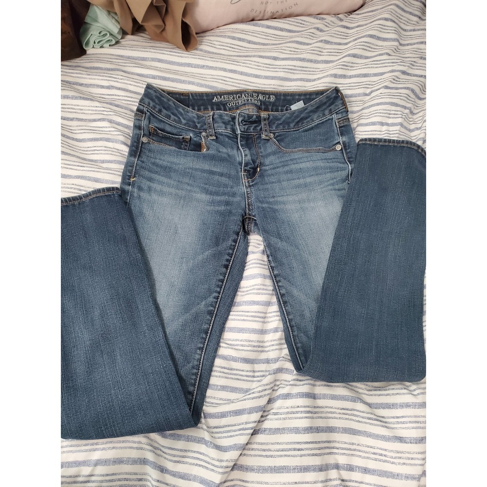 American Eagle Skinny Jeans Womens 4 Short Medium Wash Denim Low Rise Stretch